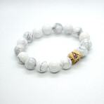 Howlite Bead Bracelet // White + Gold (X-Small (Fits Wrist Sizes 6"-6.5"))