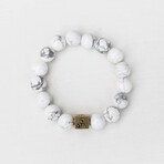 Howlite Bead Bracelet // White + Gold (X-Small (Fits Wrist Sizes 6"-6.5"))