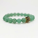 Aventurine Bead Bracelet // Light Green + Gold (X-Small (Fits Wrist Sizes 6"-6.5"))