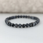 Labradorite + Square Bead Bracelet // Gray + Black (X-Small (Fits Wrist Sizes 6"-6.5"))