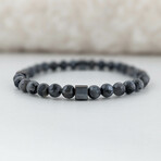 Labradorite + Square Bead Bracelet // Gray + Black (X-Small (Fits Wrist Sizes 6"-6.5"))