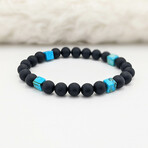 Agate + Imperial Jasper Bead Bracelet // Black + Blue (X-Small (Fits Wrist Sizes 6"-6.5"))
