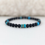 Black Agate + Imperial Jasper Bead Bracelet // Blue + Black (X-Small (Fits Wrist Sizes 6"-6.5"))