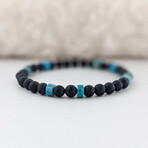 Black Agate + Imperial Jasper Bead Bracelet // Blue + Black (X-Small (Fits Wrist Sizes 6"-6.5"))