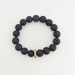 Agate + Lava Bead Bracelet // Black + Gold (X-Small (Fits Wrist Sizes 6"-6.5"))