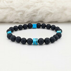 Agate + Imperial Jasper Bead Bracelet // Black + Blue (X-Small (Fits Wrist Sizes 6"-6.5"))