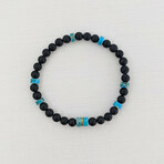 Black Agate + Imperial Jasper Bead Bracelet // Blue + Black (X-Small (Fits Wrist Sizes 6"-6.5"))