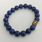 Lapis Lazuli Bead Bracelet // Blue + Brass (X-Small (Fits Wrist Sizes 6"-6.5"))