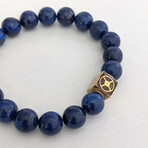 Lapis Lazuli Bead Bracelet // Blue + Brass (X-Small (Fits Wrist Sizes 6"-6.5"))