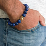 Lapis Lazuli Bead Bracelet // Blue + Brass (X-Small (Fits Wrist Sizes 6"-6.5"))