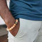 Carnelian Bead Bracelet // Light Orange + Gold (X-Small (Fits Wrist Sizes 6"-6.5"))