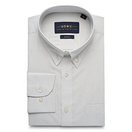 Striped Pocket Button-Up Shirt // Gray + White (S)