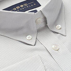 Striped Pocket Button-Up Shirt // Gray + White (M)