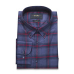 Checkered Pocket Button-Up Shirt // Red + Blue (XL)
