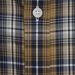 Checkered Pocket Button-Up Shirt // Mustard + Navy + White (L)