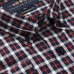 Checkered Button-Up Shirt // Red + Blue (L)