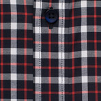 Checkered Button-Up Shirt // Red + Blue (L)