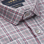 Checkered Button-Up Shirt // Gray + Red (L)