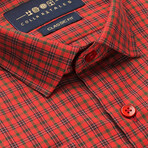 Checkered Button-Up Shirt // Red + Green (L)