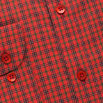 Checkered Button-Up Shirt // Red + Green (L)