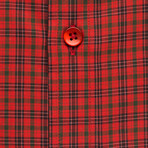 Checkered Button-Up Shirt // Red + Green (L)