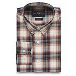 Checkered Pocket Button-Up Shirt // Cream + Red (M)