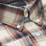 Checkered Pocket Button-Up Shirt // Cream + Red (M)