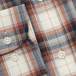 Checkered Pocket Button-Up Shirt // Cream + Red (M)