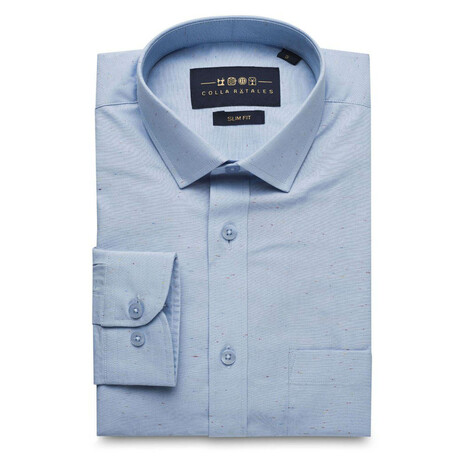 Pocket Patterned Button-Up Shirt // Blue (S)