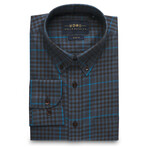 Checkered Pocket Button-Up Shirt // Dark Gray + Blue (L)