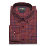 Checkered Pocket Button-Up Shirt // Brown + Navy (S)