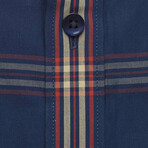 Checkered Pocket Button-Up Shirt // Dark Blue (M)