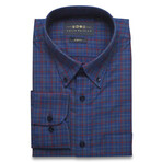Checkered Pocket Button-Up Shirt // Blue + Red (XL)