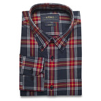 Checkered Pocket Button-Up Shirt // Red + Navy (XL)