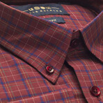 Checkered Pocket Button-Up Shirt // Brown + Navy (S)