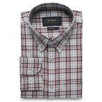 Checkered Pocket Button-Up Shirt // Light Gray + Maroon (M)
