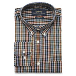 Checkered Pocket Button-Up Shirt // Black + Lavender + Orange (M)