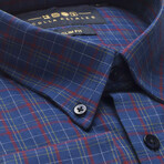 Checkered Pocket Button-Up Shirt // Blue + Red (XL)