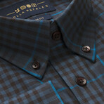 Checkered Pocket Button-Up Shirt // Dark Gray + Blue (L)