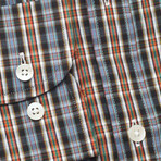 Checkered Pocket Button-Up Shirt // Black + Lavender + Orange (M)
