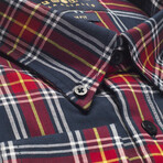 Checkered Pocket Button-Up Shirt // Red + Navy (XL)