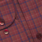 Checkered Pocket Button-Up Shirt // Brown + Navy (S)