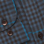 Checkered Pocket Button-Up Shirt // Dark Gray + Blue (L)