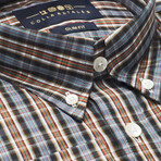 Checkered Pocket Button-Up Shirt // Black + Lavender + Orange (M)