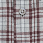 Checkered Pocket Button-Up Shirt // Light Gray + Maroon (M)