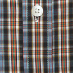 Checkered Pocket Button-Up Shirt // Black + Lavender + Orange (M)