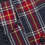 Checkered Pocket Button-Up Shirt // Red + Navy (XL)