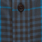 Checkered Pocket Button-Up Shirt // Dark Gray + Blue (L)