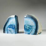 Genuine Blue Banded Agate Bookends