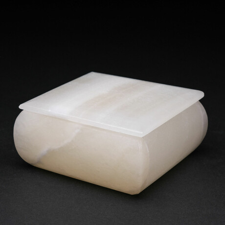 Genuine White Banded Onyx Box + Lid